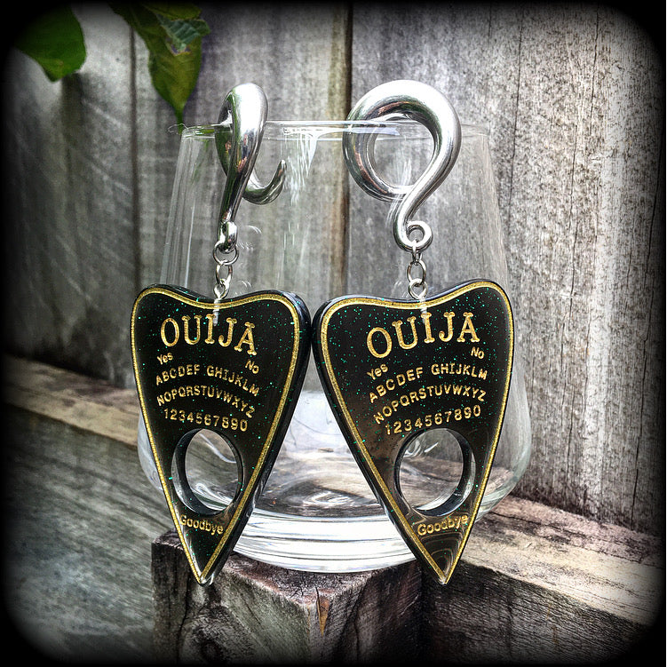 Ouija board planchette gauged earrings