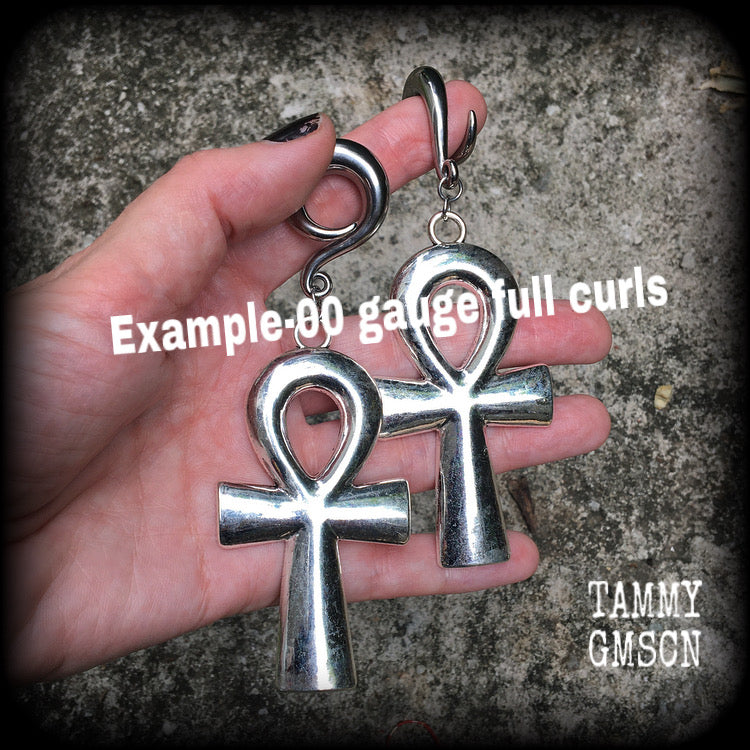 Ankh gauged earrings-Ear hangers