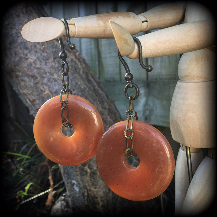 Indian agate earrings-Ear hangers