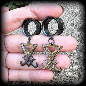 Sigil of Lucifer tunnel earrings