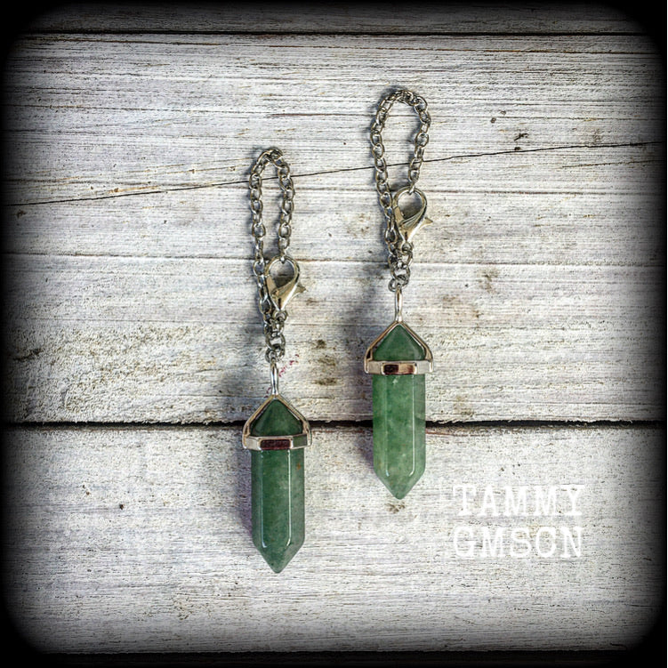 Aventurine tunnel earrings-Gemstone earrings