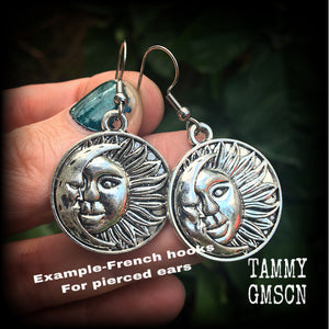 Esoteric sun and moon earrings