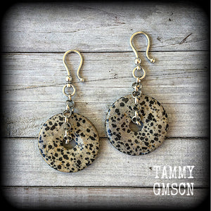 Dalmatian Jasper earrings-Ear hangers