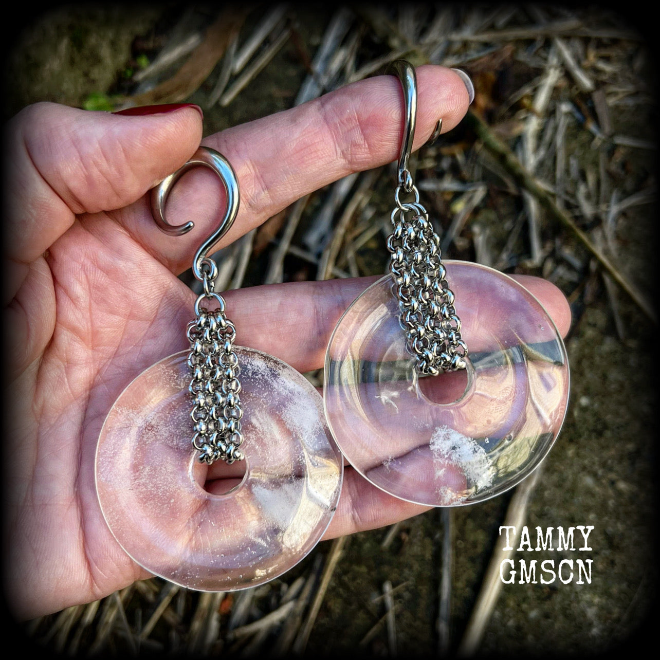 Quartz ear weights-Gauged earrings