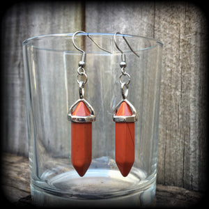 Red jasper earrings-Gemstone earrings