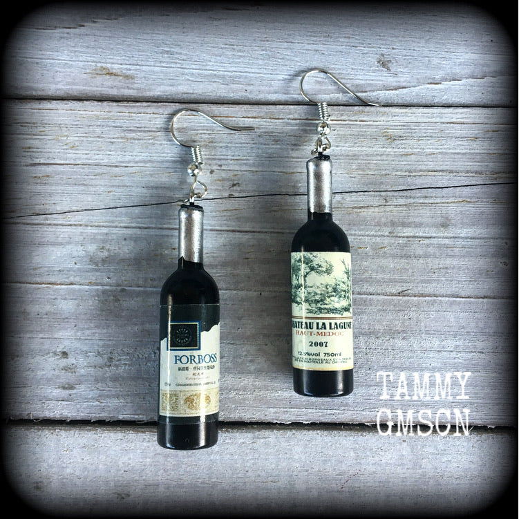 Wine earrings-Wine bottle earrings