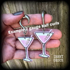 Zombie martini gauged earrings-Halloween earrings