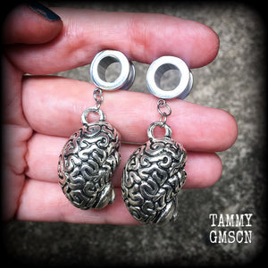 Brains tunnel earrings