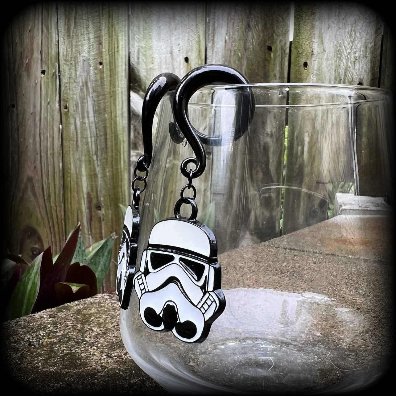 Storm trooper gauged earrings