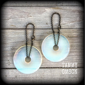 Opalite earrings-Moonstone ear hangers