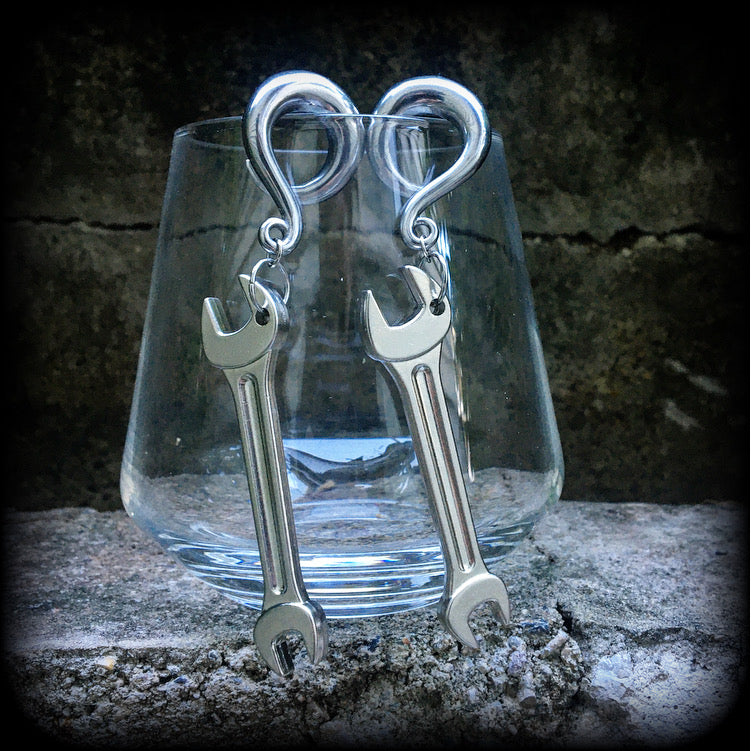 Spanner gauged earrings-Tool earrings