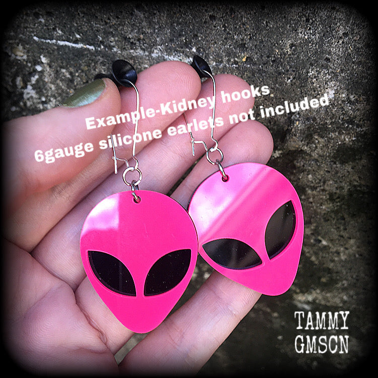 Hot Pink alien earrings