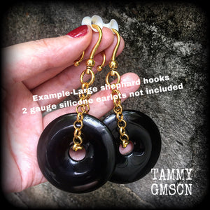 Black obsidian earrings-Ear hangers