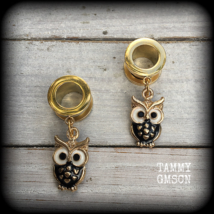 Owl tunnel earrings