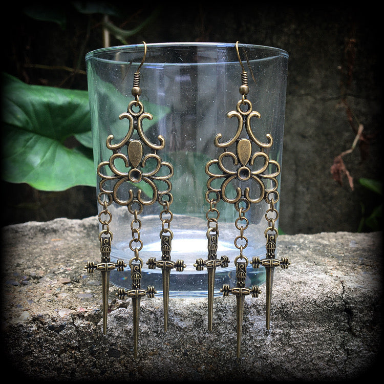 Three of swords earrings