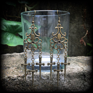 Three of swords earrings
