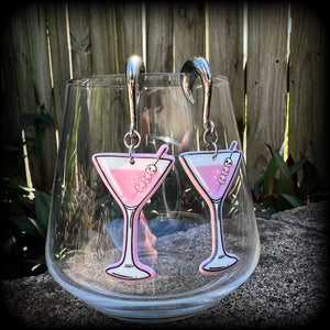 Zombie martini gauged earrings-Halloween earrings