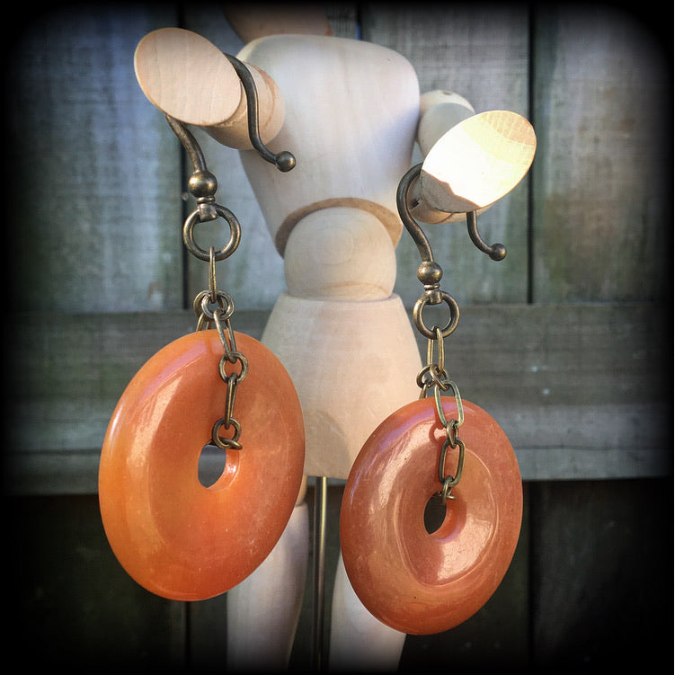 Indian agate earrings-Ear hangers