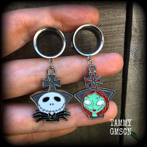 Jack and Sally NMBC tunnel earrings