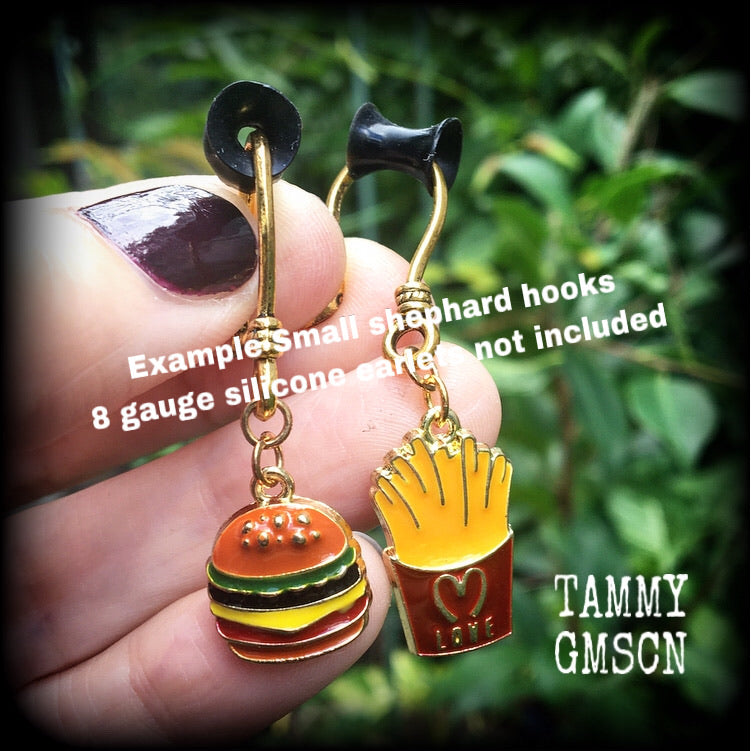 French fries and burgers earrings-Junk food jewelry