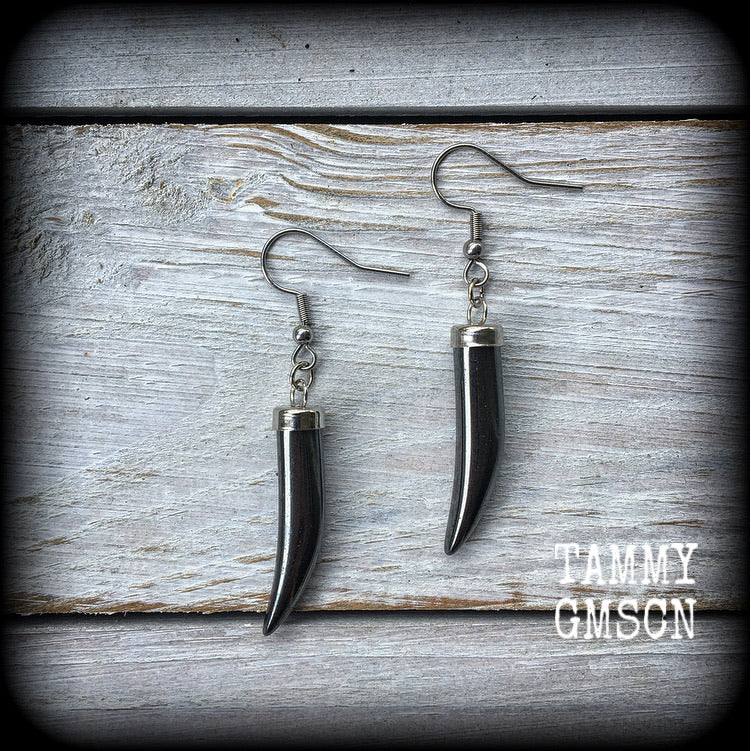 Hematite earrings-Gemstone earrings