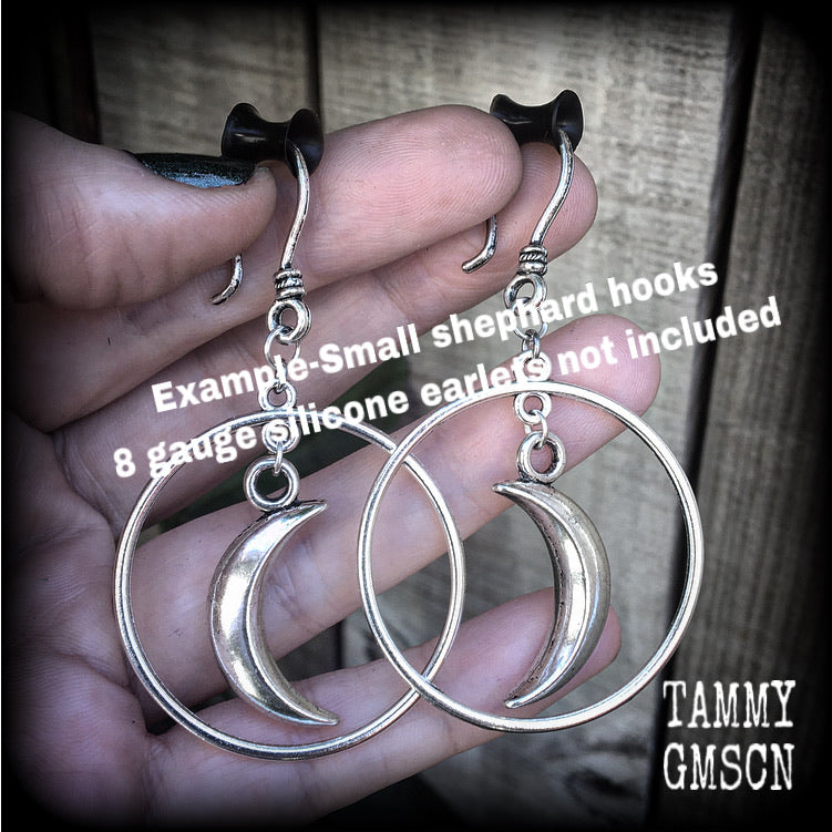 Crescent moon hoop earrings-Ear hangers