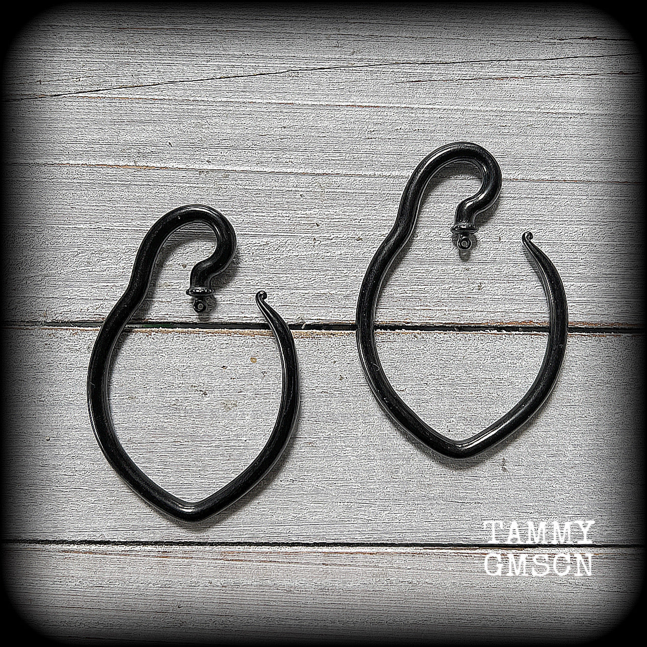 Black DIY tear drop hooks for ear hangers and ear weights