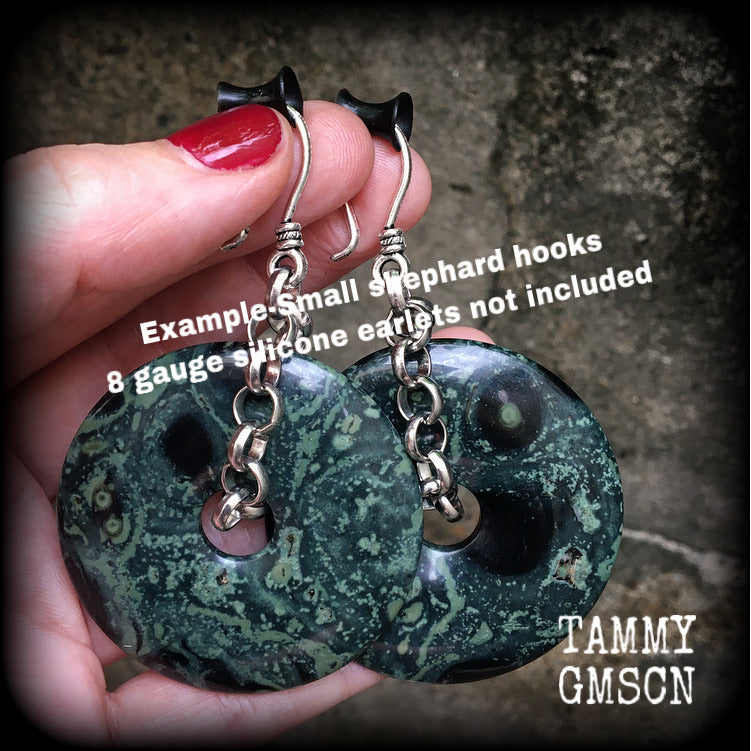 Kambaba Jasper ear weights-Jasper ear hangers-Gauged earrings