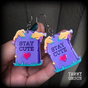 Zombie tombstone earrings