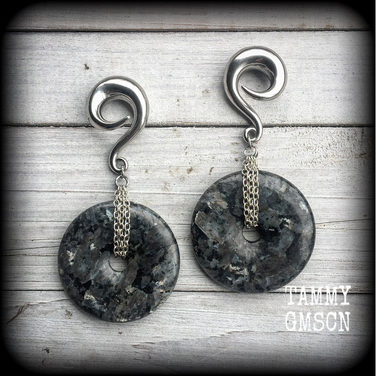 Larvikite ear weights-Gauged earrings