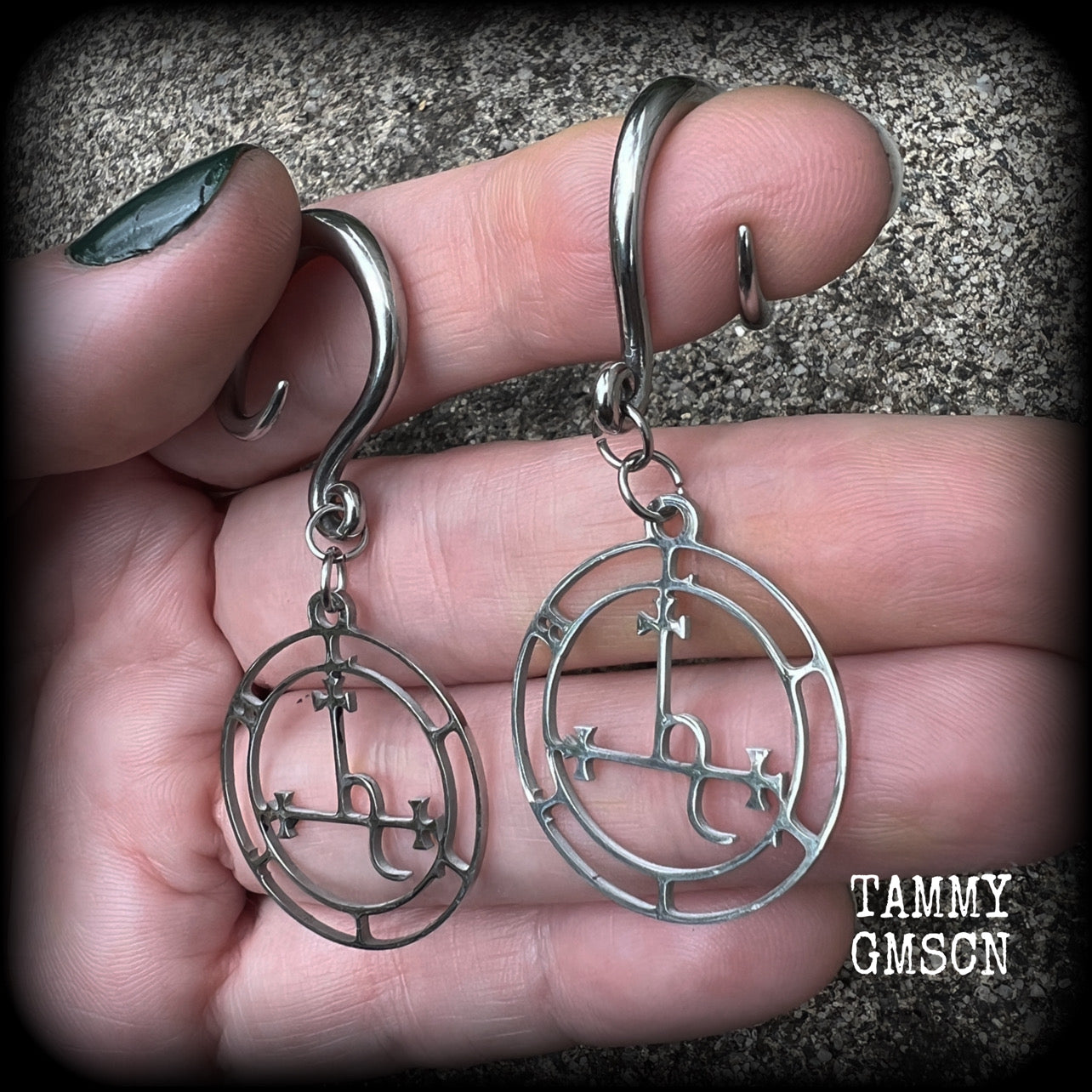 Sigil of Lilith gauged earrings