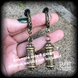 DIY antique bronze snap rings for tunnel earrings