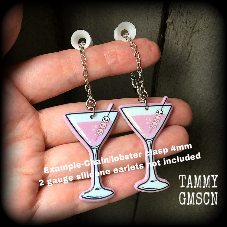 Zombie martini tunnel earrings