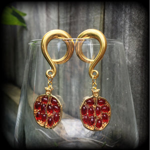 Pomegranate gauged earrings