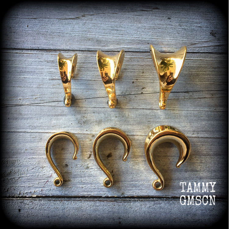 DIY Gold saddle hooks for stretched lobes