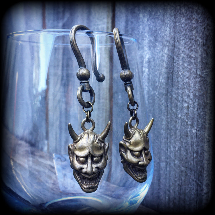 Hannya mask earrings-Ear hangers