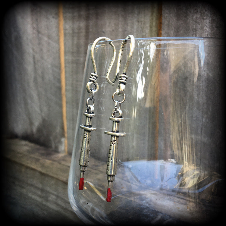 Halloween earrings-Syringe earrings