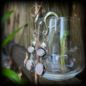 Rose quartz gauged earrings Rose quartz ear weights 0 gauge ear weights Gemstone ear hangers Gauges 6g 2g 0g 00g 1/2" 9/16" 5/8" 3/4" 7/8" 1" 1.10" 1.18"
