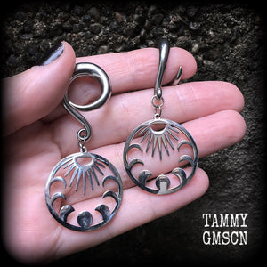 Moon phases gauged earrings