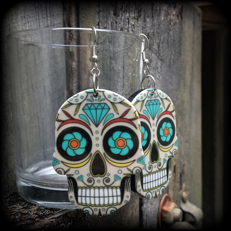 Sugar skull earrings-Day of the Dead earrings