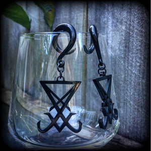 Sigil of Lucifer gauged earrings-Satanic jewelry