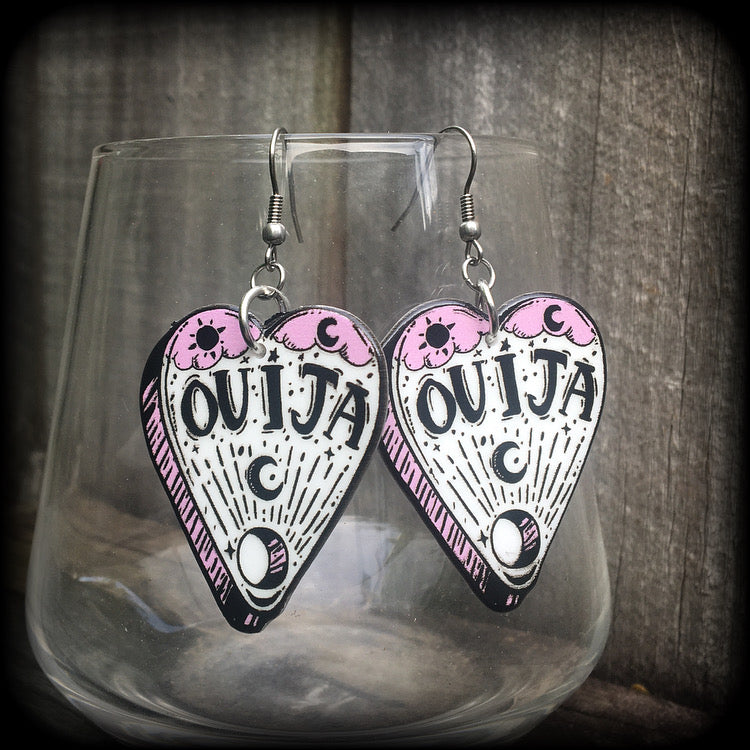 Ouija board planchette earrings-Pastel goth