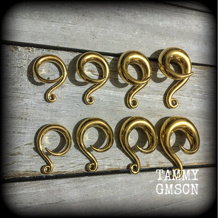 DIY Gold full curl hooks for stretched ears