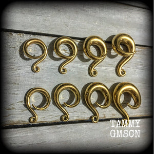 DIY Gold full curl hooks for stretched ears