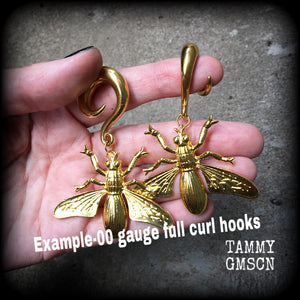 Wasp earrings-Insect gauged earrings