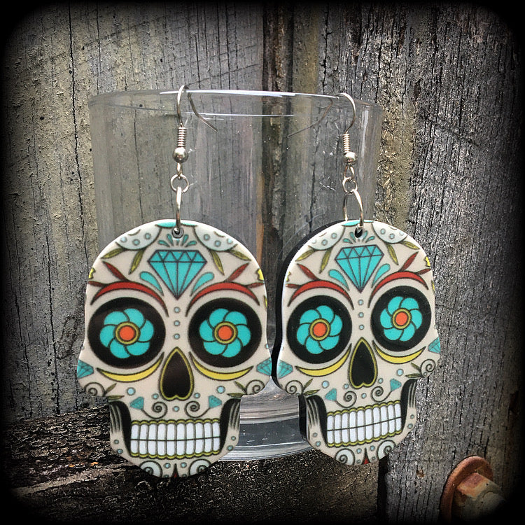 Sugar skull earrings-Day of the Dead earrings