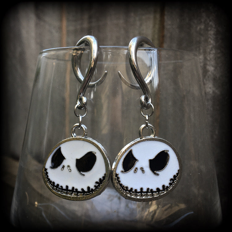 Jack Skellington gauged earrings-Halloween earrings