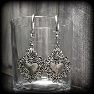 Sacred heart earrings-Ear hangers