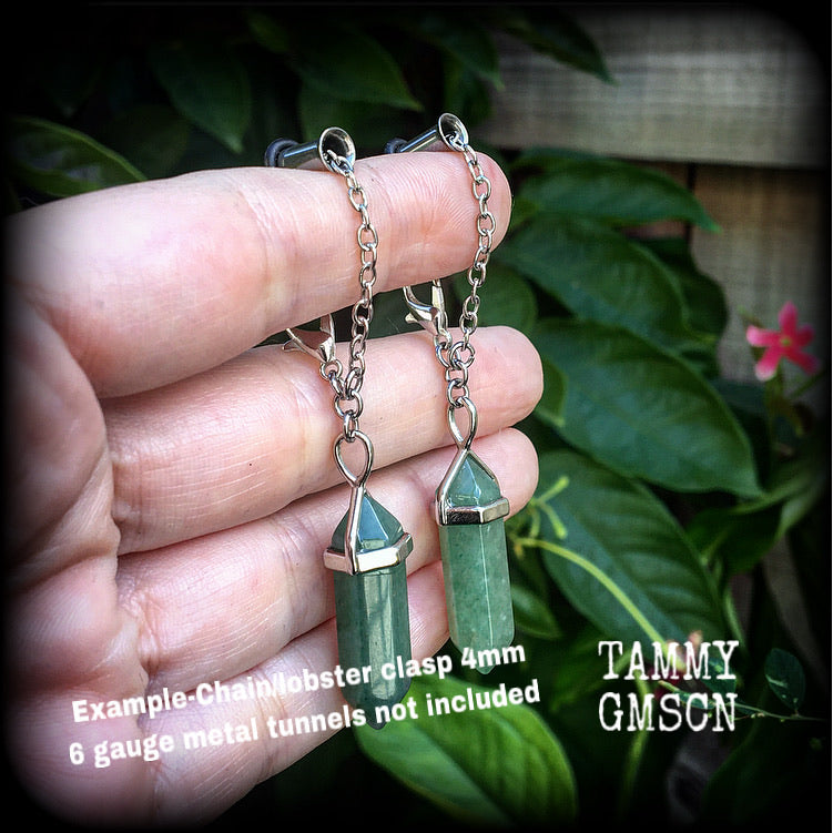 Aventurine tunnel earrings-Gemstone earrings