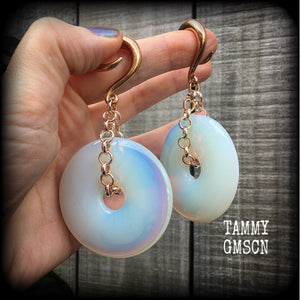 Opalite gauged earrings-Ear weights